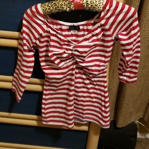 Pinup Girl Red and White Stripe Top